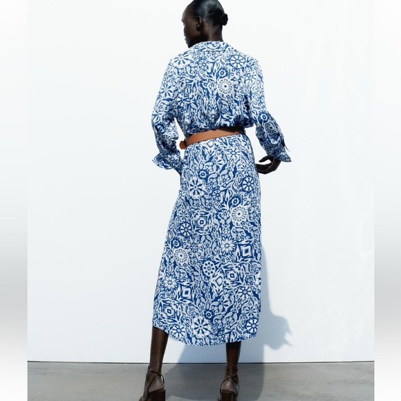 Zara Midi Shirt Dress with Belt - Picture 2 of 16